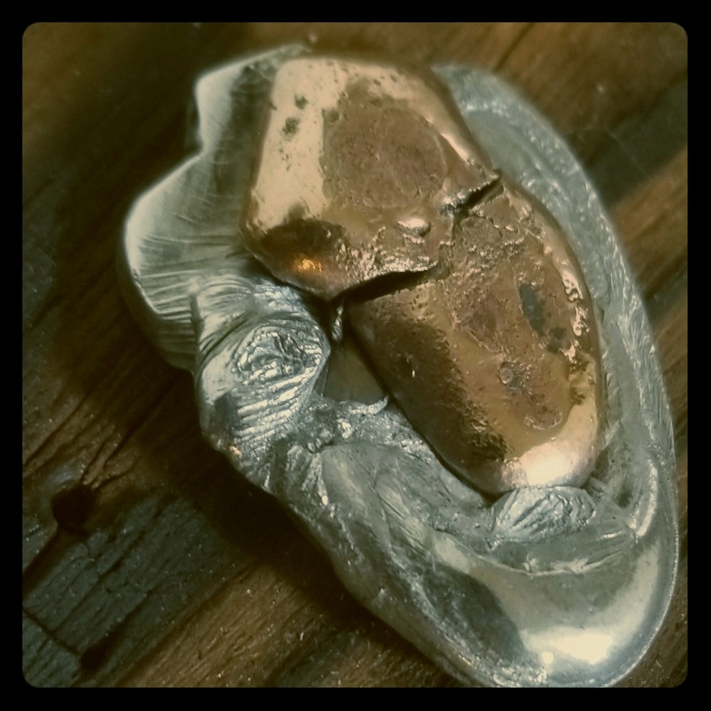 Aluminum and bronze abstract pendant
